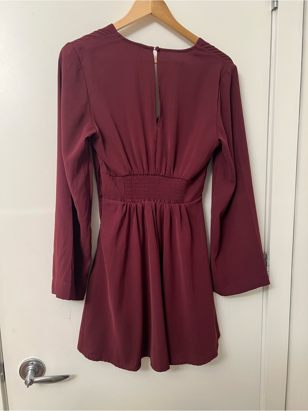 Dynamite Burgundy Long‑Sleeve Mini Dress – Size Small - Picture 4 of 7